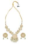 Shop_Chaotiq By Arti_Gold Plated Polki Studded Floral Necklace Set _at_Aza_Fashions