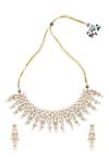 Shop_Chaotiq By Arti_Gold Plated Polki Studded Cut-out Necklace Set _at_Aza_Fashions