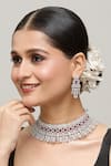 Buy_Chaotiq By Arti_White Stone Geometric Studded Choker Necklace Set _at_Aza_Fashions