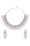 Shop_Chaotiq By Arti_White Stone Geometric Studded Choker Necklace Set _at_Aza_Fashions