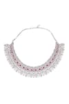 Chaotiq By Arti_White Stone Geometric Studded Choker Necklace Set _at_Aza_Fashions