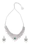 Shop_Chaotiq By Arti_White Stone Floral Jaali Embellished Choker Necklace Set _at_Aza_Fashions