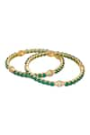 Shop_Chaotiq By Arti_Multi Color Diamond And Ruby Stone Embellished Bangles - Set Of 2 _at_Aza_Fashions