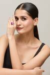 Chaotiq By Arti_Red Diamonds Studded Tear Drop Cutwork Ring _Online_at_Aza_Fashions