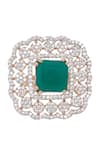 Shop_Chaotiq By Arti_White Diamonds Embellished Ring _at_Aza_Fashions