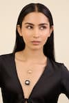 Buy_Isharya_Black Layered Medallion Necklace _at_Aza_Fashions