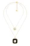 Shop_Isharya_Black Layered Medallion Necklace _at_Aza_Fashions
