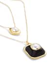 Isharya_Black Layered Medallion Necklace _at_Aza_Fashions