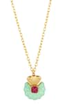 Shop_ISHARYA_Blue Crystal Sea Shell Pendant Necklace _at_Aza_Fashions