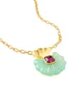 ISHARYA_Blue Crystal Sea Shell Pendant Necklace _Online_at_Aza_Fashions