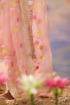 Charu Makkar_Peach Kurta And Pant Silk Chanderi Embroidered Floral Blunt V Neck Set_at_Aza_Fashions