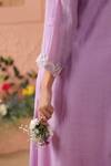 Buy_Charu Makkar_Purple Kurta Mul Chanderi Embellished Floral Lace V Neck Neckline And Pant Set_Online_at_Aza_Fashions