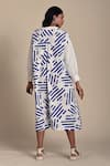 Kanelle_Blue Cotton Poplin Print Confetti V Neck Midi Dress _Online_at_Aza_Fashions