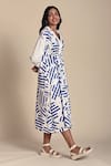 Shop_Kanelle_Blue Cotton Poplin Print Confetti V Neck Midi Dress _Online_at_Aza_Fashions