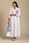 Buy_Kanelle_White Cotton Poplin Patch Striped Bloom Collar Neck Lillian Work Shirt Dress_Online_at_Aza_Fashions