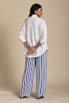 Kanelle_Blue Twill Patch Striped Flora Collar Abigail Embroidered Shirt With Pant _Online_at_Aza_Fashions