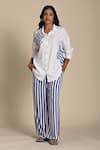 Shop_Kanelle_Blue Twill Patch Striped Flora Collar Abigail Embroidered Shirt With Pant _Online_at_Aza_Fashions