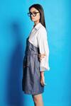 Buy_Cin Cin_Blue Poplin Solid Collar Chambray Wrap On Dress _Online_at_Aza_Fashions