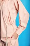 Shop_Cin Cin_Pink Poplin Solid Collar Shirt Pant Set With Attached Crop Top _Online_at_Aza_Fashions