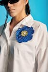 Buy_Cin Cin_White Poplin Embroidered Sequin Collar Flower Shirt Cargo Set 