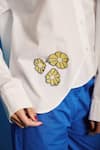 Shop_Cin Cin_White Poplin Embroidered Sequin Collar Flower Shirt Cargo Set 