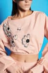 Shop_Cin Cin_Pink Poplin Placement Embroidered Beads Boat Neck Crop Top _Online_at_Aza_Fashions