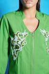 Buy_Cin Cin_Green Poplin Placement Embroidered Sequins Notched Shirt Dress _Online_at_Aza_Fashions