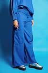 Shop_Cin Cin_Blue Poplin Embroidered Sequins Round Placement Top And Cargo Pant Set _Online_at_Aza_Fashions