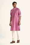 Buy_Raghavendra Rathore Jodhpur_Pink Cotton Floral Butti Patterned Kurta _at_Aza_Fashions