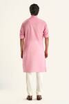 Shop_Raghavendra Rathore Jodhpur_Pink Cotton Embroidered Thread The Festive Yoke Kurta _at_Aza_Fashions