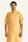 Raghavendra Rathore Jodhpur_Yellow Linen Silk Woven The Dandelion Kurta_Online_at_Aza_Fashions