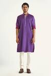 Raghavendra Rathore Jodhpur Purple Cotton Embroidery The Pintucked Kurta at Aza Fashions Raghavendra Rathore Jodhpur_Purple Cotton Embroidery The Pintucked Kurta _at_Aza_Fashions