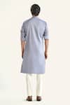 Shop_Raghavendra Rathore Jodhpur_Blue Cotton Embroidered Kantha The Linear Kurta _at_Aza_Fashions