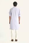 Shop_Raghavendra Rathore Jodhpur_Blue Cotton Embroidery The Pastel Double Needle Kurta _at_Aza_Fashions