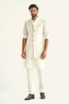 Raghavendra Rathore Jodhpur_White Brocade Woven Floral The Bundi _Online_at_Aza_Fashions