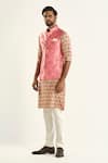 Shop_Raghavendra Rathore Jodhpur_Pink Cotton Woven Floral The Bageecha Bundi _Online_at_Aza_Fashions