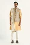 Buy_Raghavendra Rathore Jodhpur_Off White Brocade Woven Checkered The Junagarh Bundi _at_Aza_Fashions