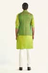 Shop_Raghavendra Rathore Jodhpur_Green Silk Woven Checkered Bundi _at_Aza_Fashions