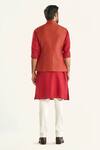 Shop_Raghavendra Rathore Jodhpur_Red Brocade Woven Checkered The Qila Bundi _at_Aza_Fashions