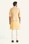 Shop_Raghavendra Rathore Jodhpur_Beige Silk Woven Geometric Bundi _at_Aza_Fashions