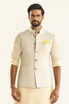 Raghavendra Rathore Jodhpur_Off White Viscose Jacquard Woven Butti The Paan Bundi _Online_at_Aza_Fashions