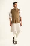 Buy_Raghavendra Rathore Jodhpur_Brown Cotton Solid The Sundarban Outdoor Bundi _at_Aza_Fashions