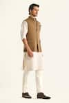 Shop_Raghavendra Rathore Jodhpur_Brown Cotton Solid The Sundarban Outdoor Bundi _at_Aza_Fashions