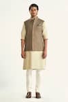 Raghavendra Rathore Jodhpur_Beige Cotton Floral Motif Bundi _Online_at_Aza_Fashions