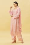 Buy_Naintara Bajaj_Pink Kurta And Pant Faux Georgette Embroidered Sequin V Neck Set _Online_at_Aza_Fashions