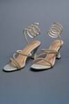 Buy_Sana K luxurious Footwear_Gold Rhinestones Spring Strap Embellished Heels _at_Aza_Fashions