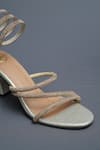 Shop_Sana K luxurious Footwear_Gold Rhinestones Spring Strap Embellished Heels _Online_at_Aza_Fashions