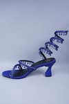 Sana K Luxurious Footwear_Blue Rhinestones Embellished Wrap Heels _Online_at_Aza_Fashions