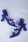 Sana K Luxurious Footwear_Blue Rhinestones Embellished Wrap Heels _at_Aza_Fashions