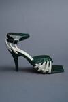 Shop_Sana K luxurious Footwear_Green Rhinestones Elle Criss Cross String Embellished Heels _at_Aza_Fashions